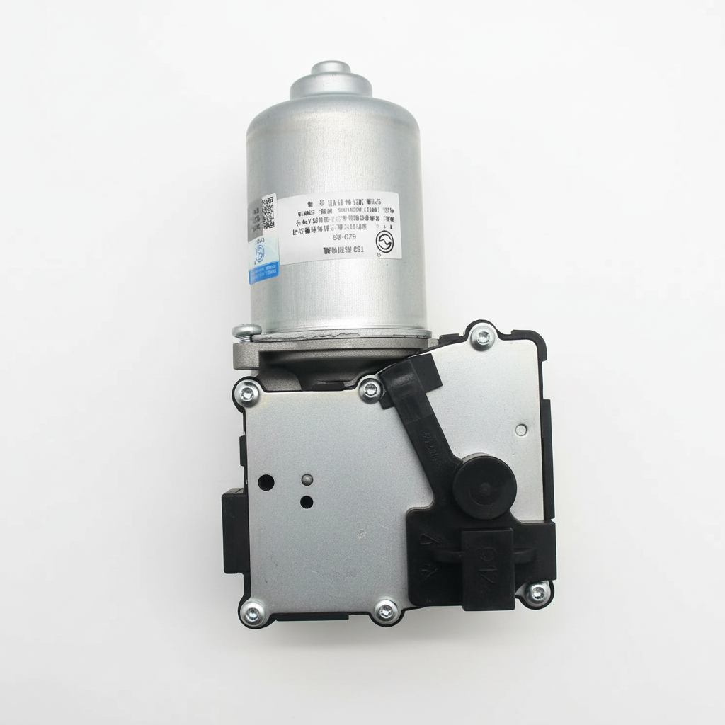Front Windshield Wiper Motor for Peugeot 307 motor showing mounting bracket and electrical connectors